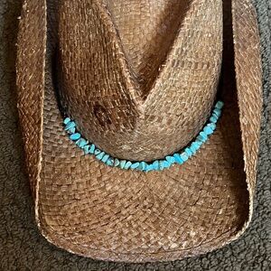 Charlie Horse Distressed Straw Cowboy Hat with Turquoise Beaded Band | Size L